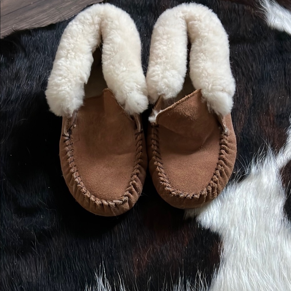 Cozy Brown Kids Moccasin Slippers